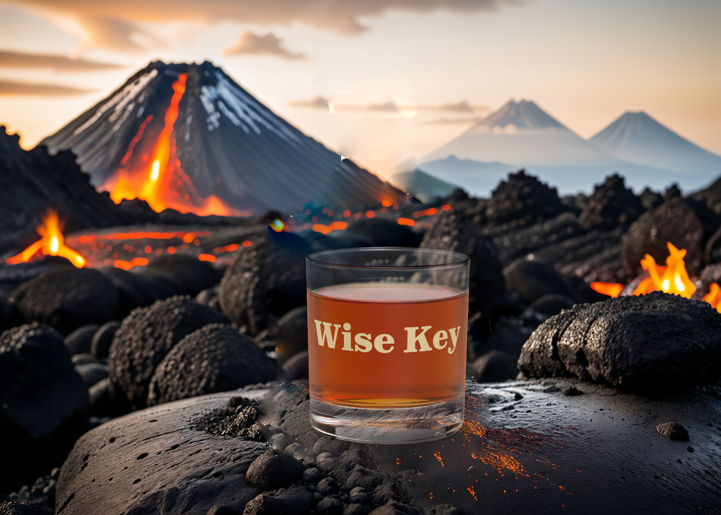 Whiskey Glass -Wise Key- Gold