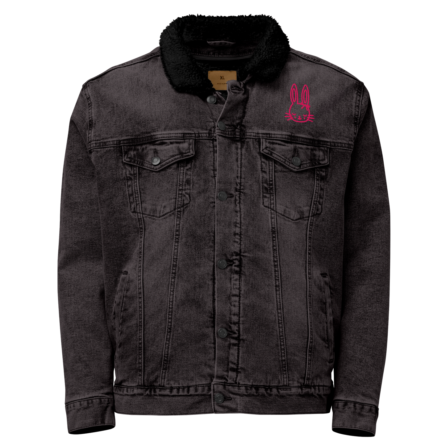 Timeless Denim Sherpa Jacket "Pink Bunny" -Unisex-