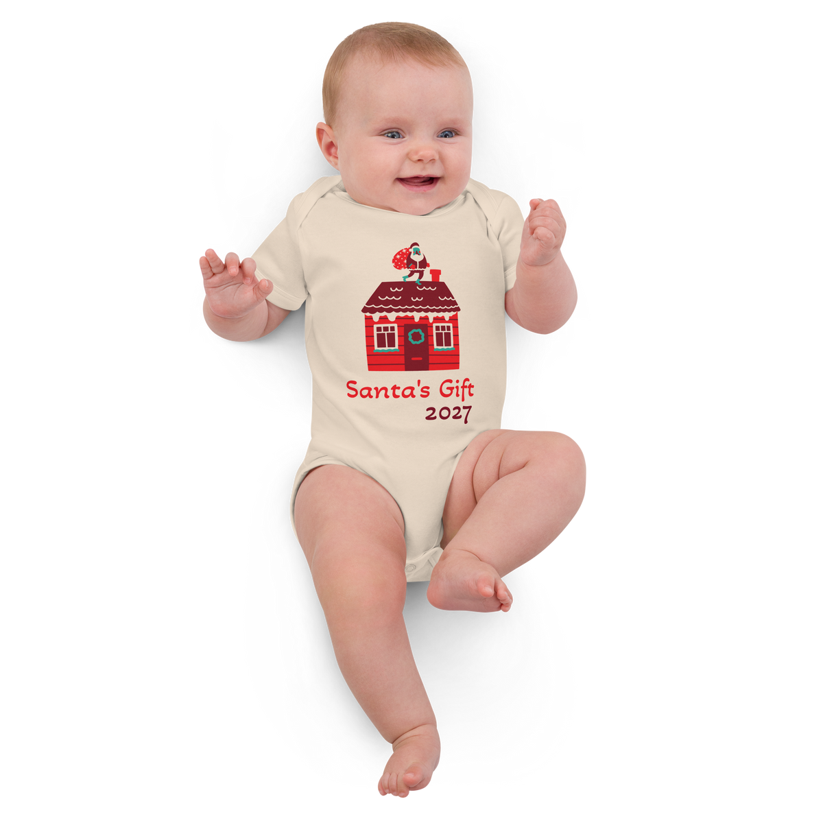 100% Organic Cotton Baby Bodysuit "Santa's Gift 2027"