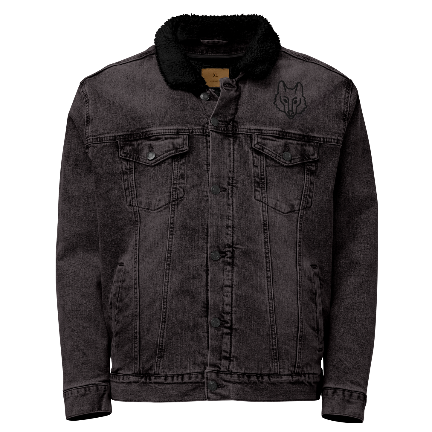 Timeless Denim Sherpa Jacket "Double Wolf" -Unisex-