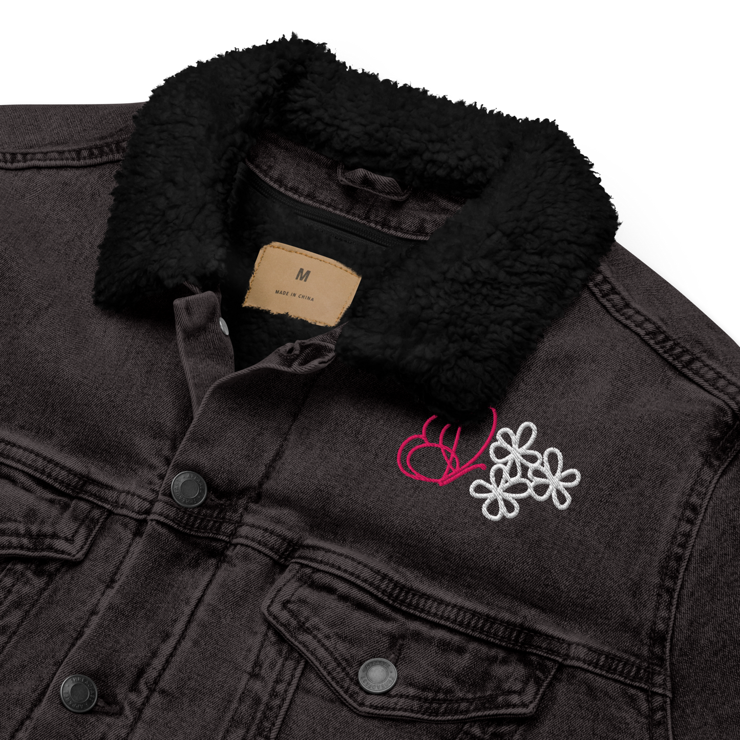 Timeless Denim Sherpa Jacket "Butterfly" -Unisex-