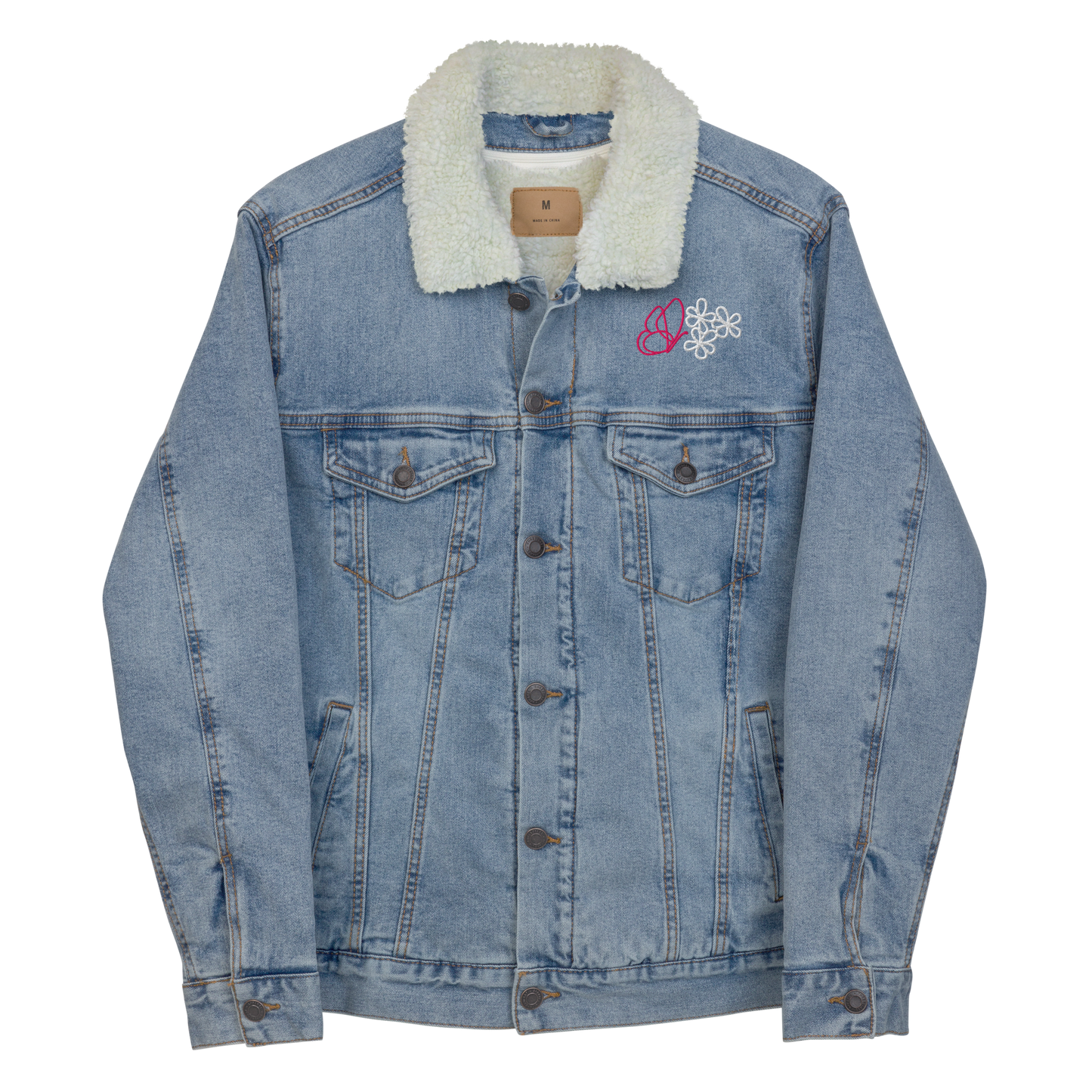 Timeless Denim Sherpa Jacket "Butterfly" -Unisex-