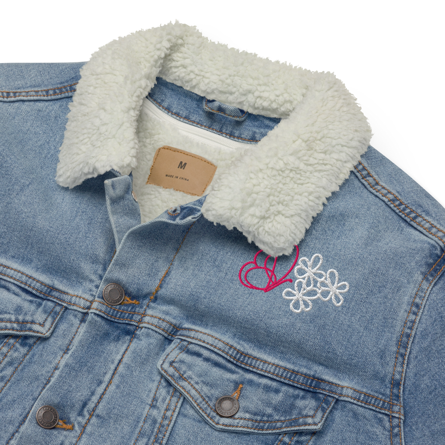 Timeless Denim Sherpa Jacket "Butterfly" -Unisex-